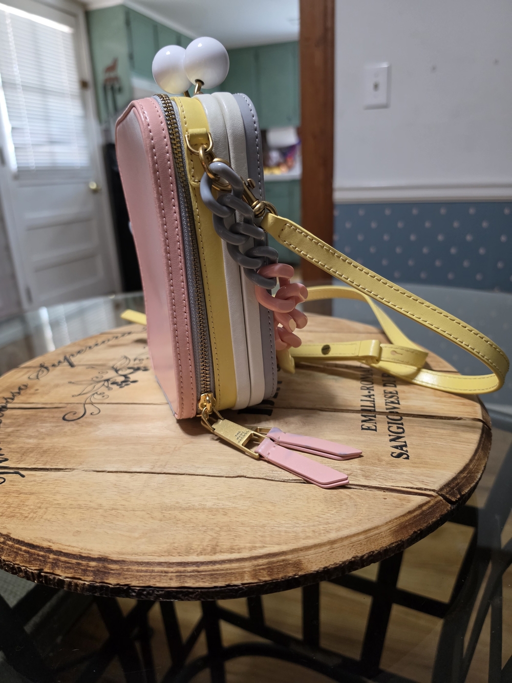 Pink & Yellow Chain Strap Crossbody Bag - Picture 9 of 15